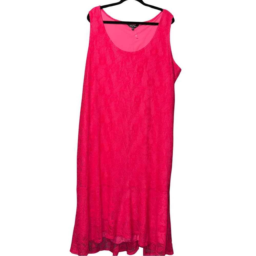 Slinky Brand Pink Ruffled Tiered Slip Dress